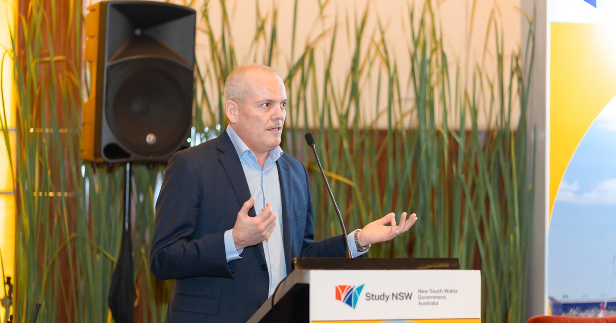Jeff Long, General Manager of Hunter Education Group, speaking at the Study NSW summit in Jakarta