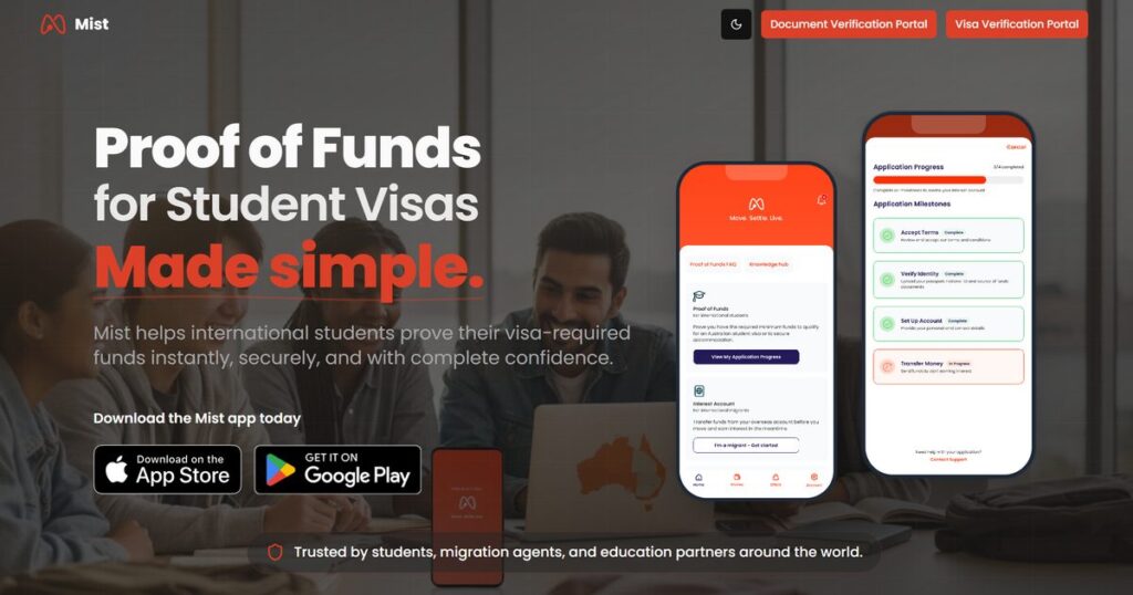 MIST Proof of Funds app for Australian student visa applicants